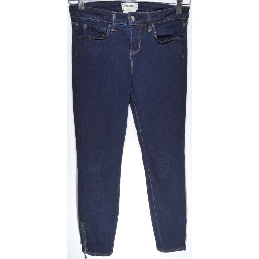 L'Agance Emmanuelle Mid Rise Skinny Zip Midnight